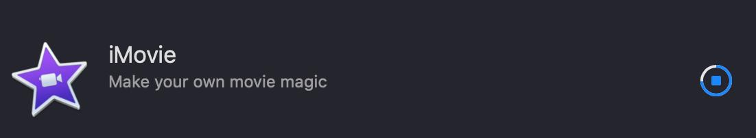 Downloading iMovie from the Apple store...