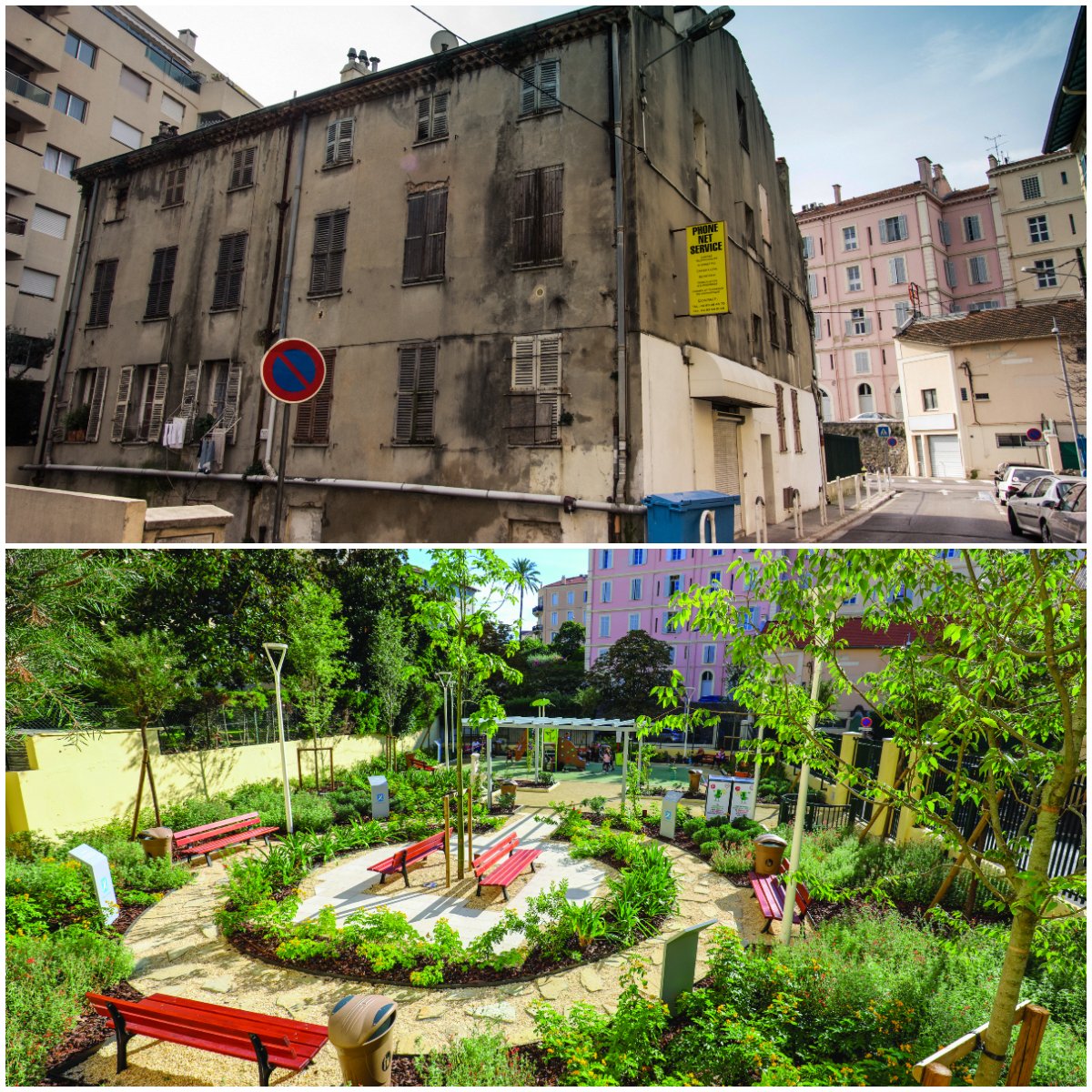 villecannes's tweet photo. [5 ANS D'ACTIONS À #CANNES]

🌳 Aérer la ville, une des priorités de @DavidLisnard via le #PlanSquares pour améliorer la qualité de vie des #Cannois et oxygéner Cannes.

📸 Le square #Mallarmé avant/après.

Via #CannesSoleil ➡ https://t.co/qJXusmRVJH https://t.co/4TepakeIYB