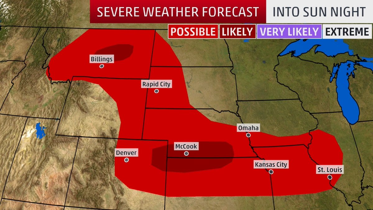 weatherchannel's tweet image. #Tornado and #severe thunderstorm watches are posted in parts of the High Plains through Sunday evening. Get the latest on this week's severe weather threat here: wxch.nl/2TrbSwj