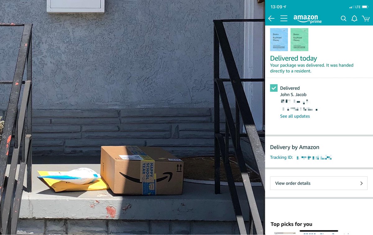 jsjacob's tweet photo. @AmazonHelp What's the point of delivery instructions when they are ignored (delivered to the front instead of the back door)? What's the point of delivery status if it's false ("handed directly to a resident" when obviously left outside)? https://t.co/KMYyNi1znC