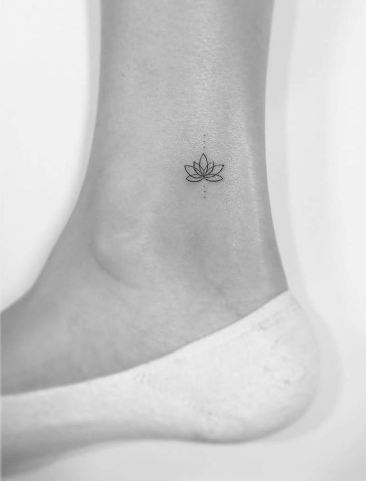 Classic Dotwork Mandala Lotus Flower Tattoo On Ankle