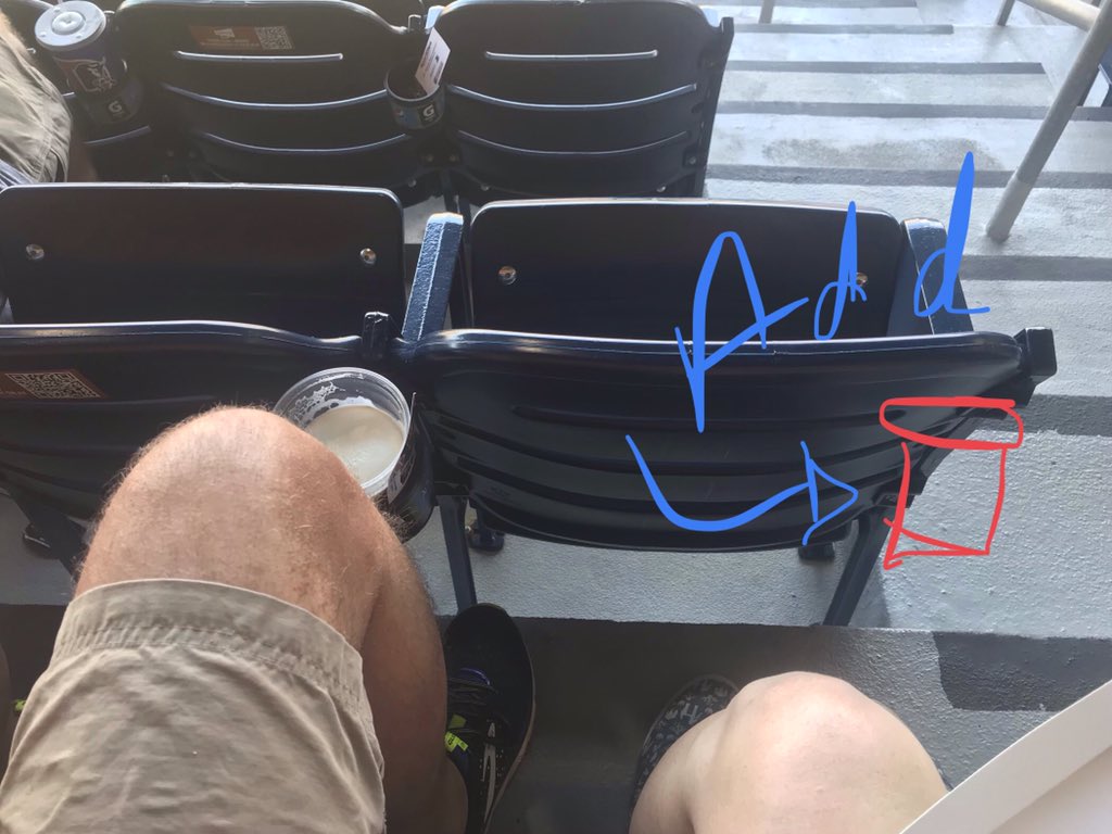 bjcrane18's tweet photo. @DurhamBulls get this man’s hairy knee out of my beer - raise my season ticket seat price - PLEASE add a cup holder to the right! https://t.co/6SgNTt8Kut