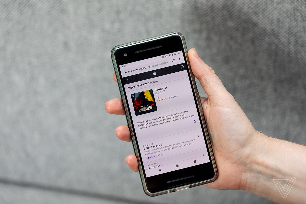 verge's tweet photo. Carrier is an immersive podcast that left me on the edge of my seat https://t.co/zipN8GCie0 https://t.co/pnkCxrg5QE