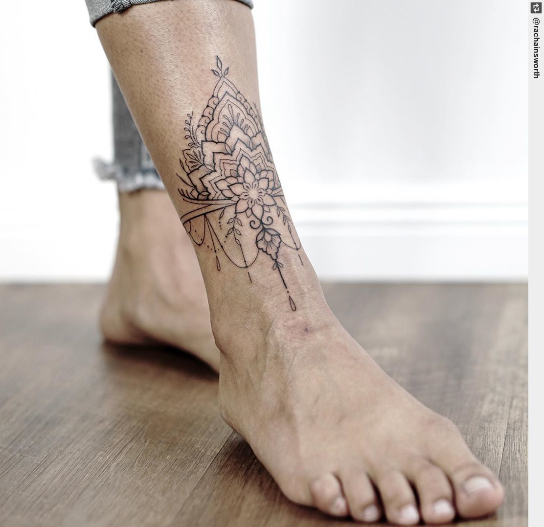 Pin by Şenay on Dövme-tatto ✴ | Lace tattoo, Anklet tattoos, Ankle bracelet  tattoo