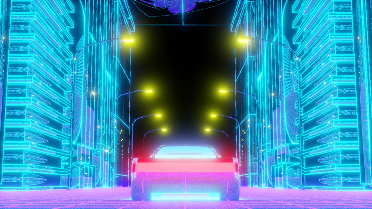 notoriousbpp's tweet photo. Came out grainy, but I feel it adds more to it #blender #retrowave #synthwave #neon #cycles #lowpoly #3dart https://t.co/k3ohac5wwU