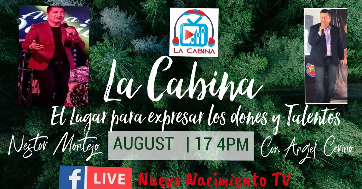 CerinoMex's tweet photo. Super programa “La Cabina” con Angel Cerino, sábado 17,Agosto 2019 4PM Mexico; Invitado: Nestor Montejo por Facebook Live Nuevo Nacimiento TV. No te lo puedes perder.  @ISANOBLECILLA @aescenatv @enlacetv https://t.co/ZtlTaL7nFb