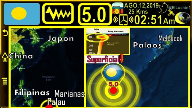elluchin1's tweet photo. 🇵🇼➡#Temblor 5.0⚡ 🔶#Melekeok a 139 Kms al SurOeste
de #Angaur State
⏱02:51 Am Madrugada🌌 en Palau🇵🇼12 de Agosto
SUPERFICIAL🔰25 Kms
#Micronesia
#Palau🇵🇼#Palaos
#Sismo #FelizDomingo
#Earthquake #11Agosto https://t.co/c5iJGbtof3