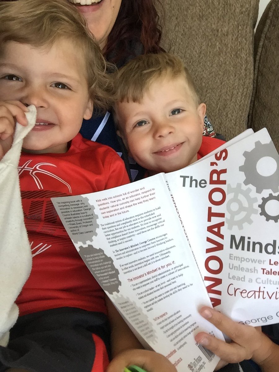 AnnickRauch's tweet photo. Throwback to a few years ago when these cuties were snuggling up with #InnovatorsMindset by @gcouros! Next week, #InnovateInsidetheBox by George and @KatieNovakUDL comes out and I can't wait!! #IMpressbooks #tlap https://t.co/2MOZM2c8wr