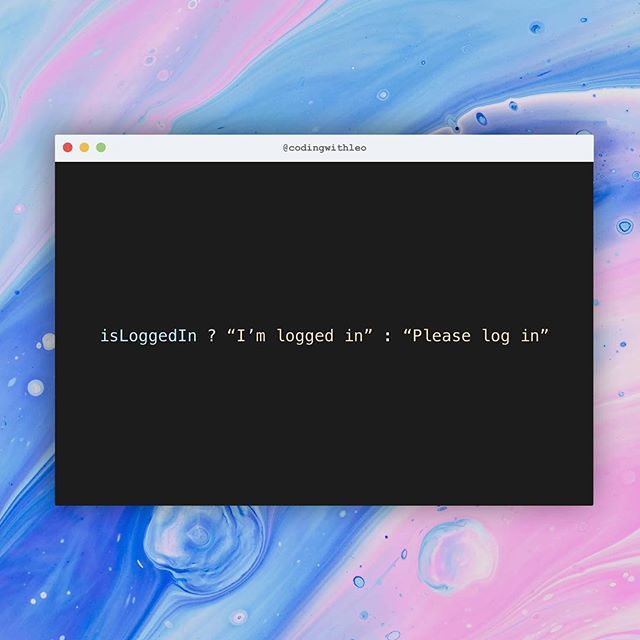 codingwithleo's tweet image. What is the Logical AND (&&) operator? The logical operators are typically used with Boolean (logical) values. When they are, they return a Boolean value. ⠀
⠀
Syntax = (condition) ? true : false.⠀
⠀
// Screenshot return value is: "I'm logged … ift.tt/2YWnOHD