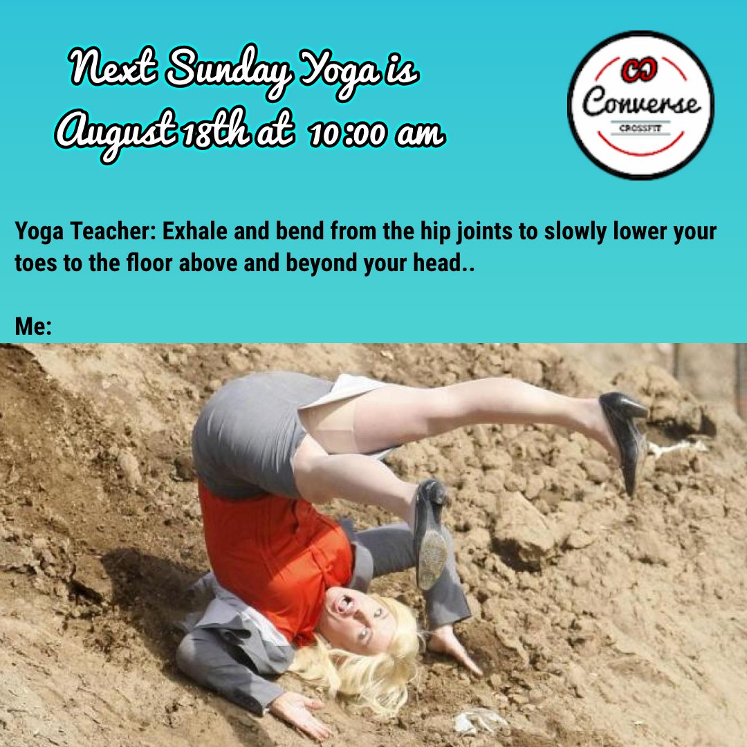 ConverseCF's tweet photo. Join us next Sunday the 18th at 10am for yoga!  This class is beginner friendly, and open to non-members.  $10 drop in!  Contact us by visiting our bio, and let us know you are coming.  #conversecrossfit #yogaforcrossfitters #yogaeverydamnday #crossfit #mobility https://t.co/K5XF4xGtVD