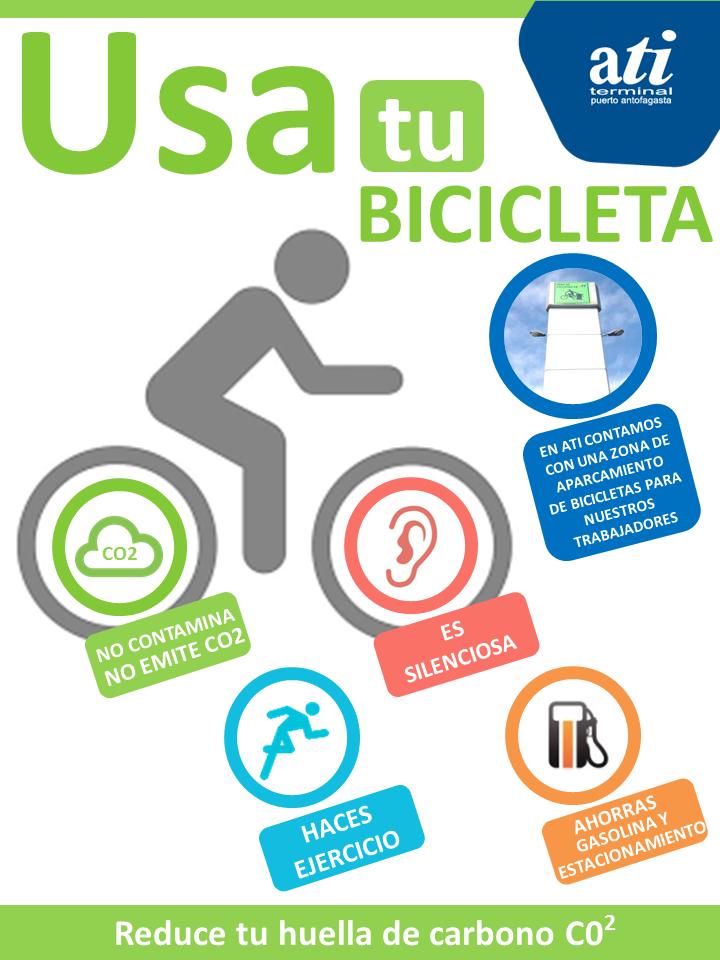 Al usar la bicicleta estarás reduciendo tu huella de carbono. Conoce aquí este y los otros beneficios que el uso de la bicicleta traerá a tu vida. #ATITeAconseja #Antofagasta #ATI #ATIPuerto #PuertoAntofagasta #Bicicletas
