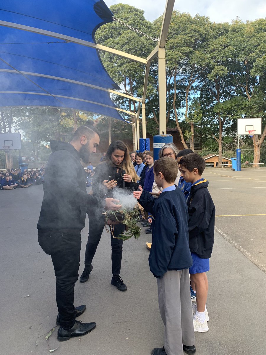 StJosephEnfield's tweet photo. This morning, we were lucky to experience a smoking ceremony with Eve and Isaac from Wandana. A wonderful way to begin our #bookweek celebrations #naidocweek https://t.co/kLH2aWV9Lm