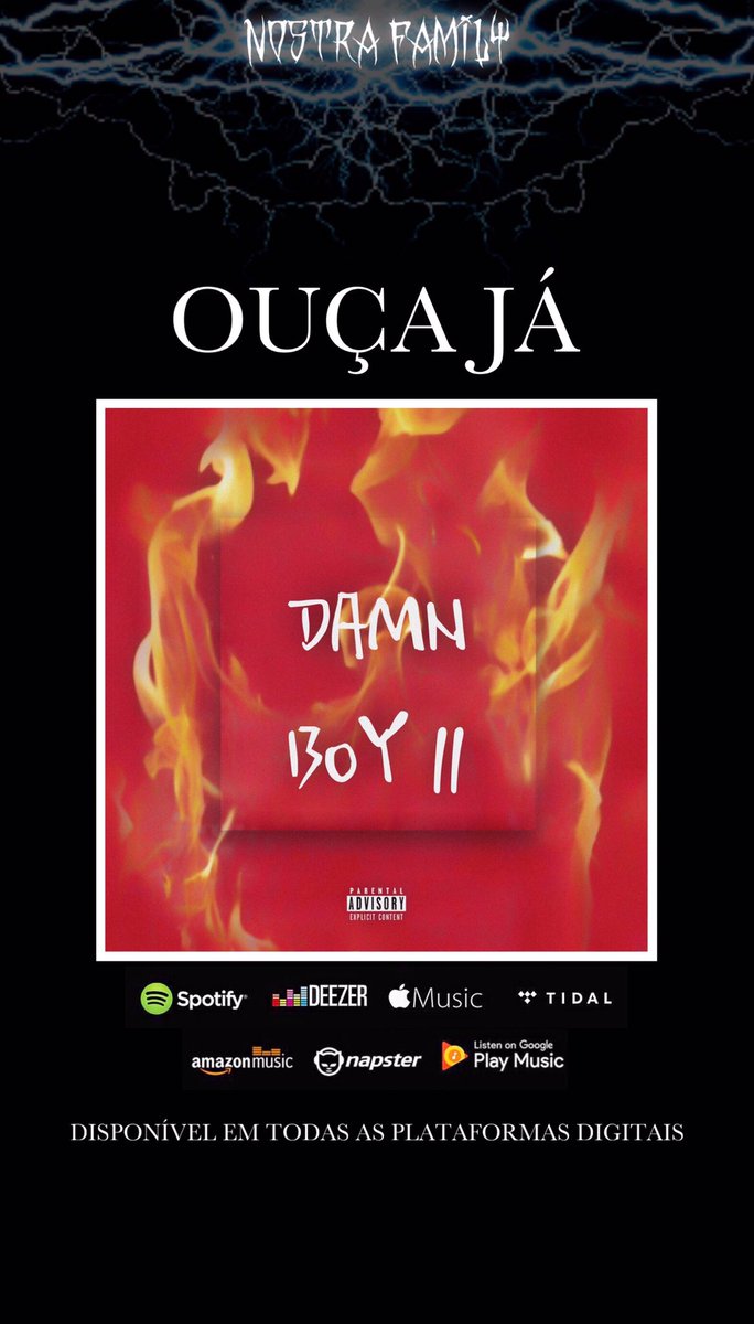 Nostracaon's tweet photo. Áudio oficial já tá disponível em todas as plataformas, exceto no YouTube (lançamento do clipe dia 14/08 - quarta)

NOSTRA FAMILY - DAMN BOY ll
@FamilyNostra https://t.co/pFe1sQFelD