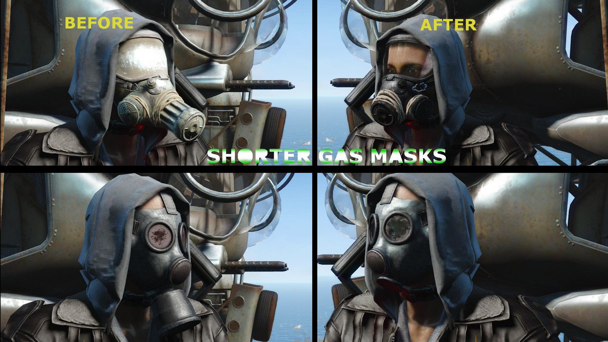Forsendelse Centimeter Træde tilbage Nexus Mods on Twitter: ""Shorter Gas Masks" shortens the filters on gas  masks in #Fallout4 https://t.co/UELDfAq9hR #NexusMods #FalloutMods  #Fallout4Mods #FO4 #FO4Mods https://t.co/nTD2QucNEg" / Twitter