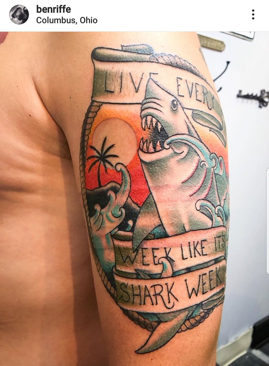 DaveIsAMess's tweet photo. 50 weeks until @SharkWeek 2020!!
@Discovery 
#SharkWeek #SharkWeekTattoo #SharkTattoo #LiveEveryWeekLikeItsSharkWeek https://t.co/KoEA8S6jfH