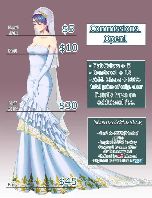 COMMISSIONS ARE OPEN ONCE MORE! and I'm putting up 3 slots! I changed the price for the additional chara but that's about it~

Contact me through DMs or my e-mail: lycoperdonarts@gmail.com 

O wO/ You are free to ask me more questions by contacting me~ 