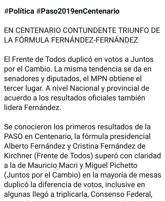 maru_11862's tweet photo. @CFKArgentina #VamosAVolver @CFKArgentina #PASO2019 #ArgentinaVota ✌ #Centenario #provinciadeNeuquen https://t.co/WBsrNu5vG2