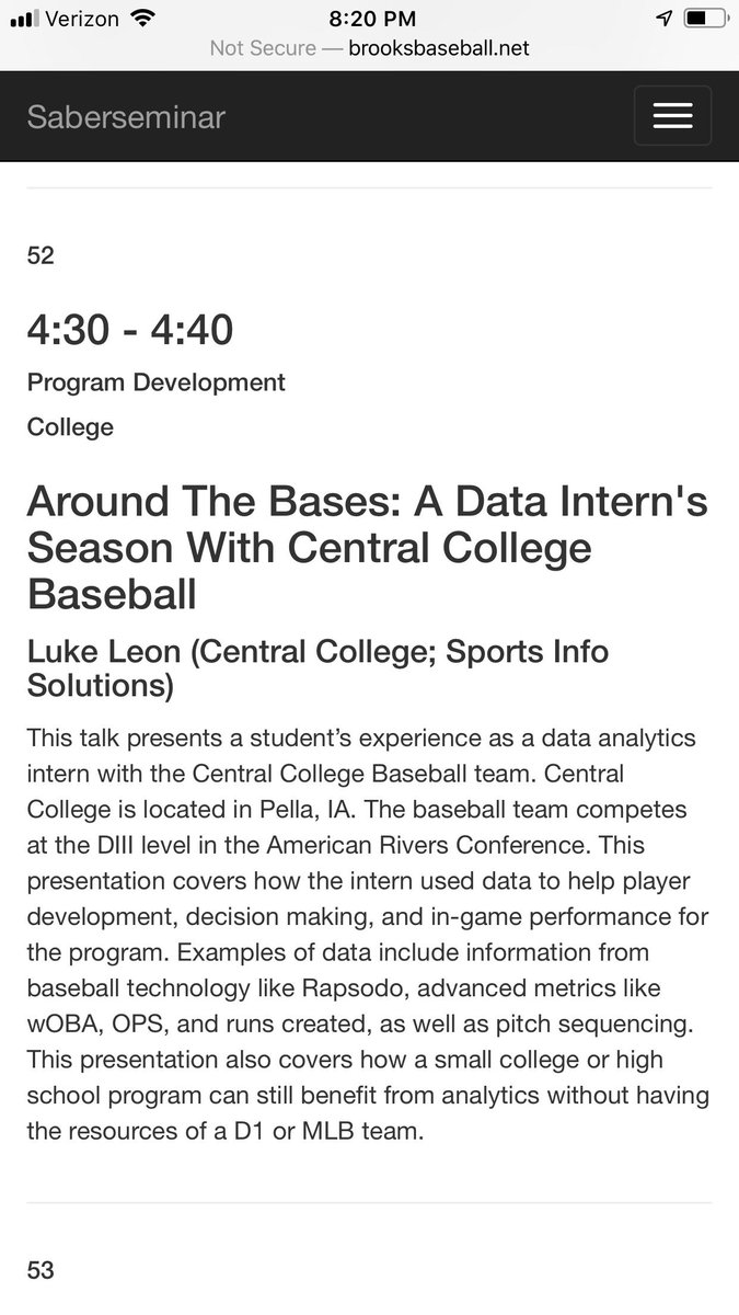 MatthewSchirm's tweet photo. Excited that @lukeleon50 had the opportunity to present at @SaberSeminar today! Wish I could have been there! @DutchBaseData @DutchBaseball https://t.co/cg0LmobE4h