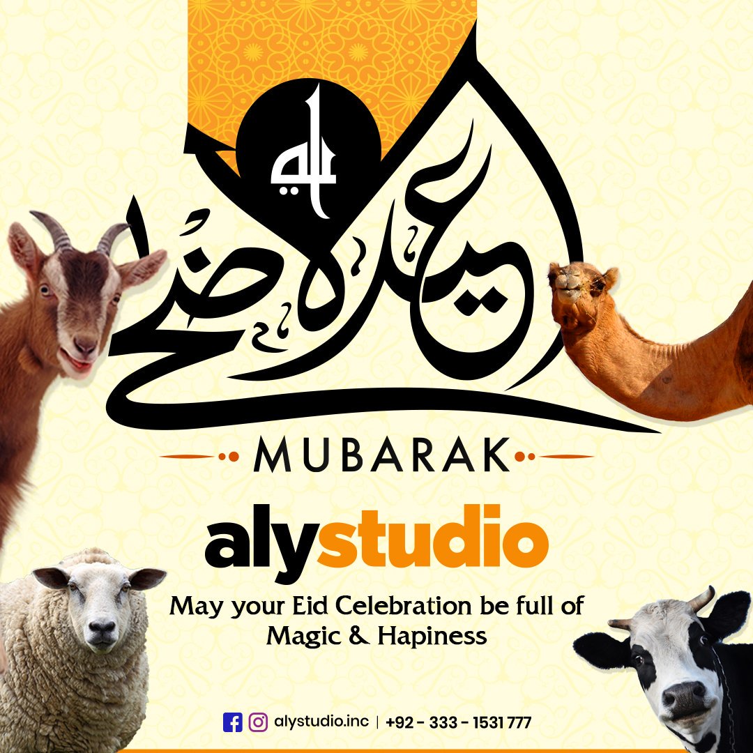 alystudio's tweet photo. #Alystudio warmly wishes everyone, a very blissful Eid. May this auspicious occasion brings a lot of happiness, joy, peace &amp; prosperity to you and your family don’t forget to share this delight with those who can’t afford it.
#EidAdhaMubarak #EidulAdha2019 #meateid #KarachiRains https://t.co/IVc6Fl8ITv