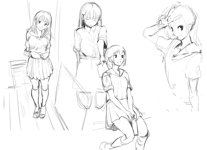 ポーズ練習(だいたい模写) 