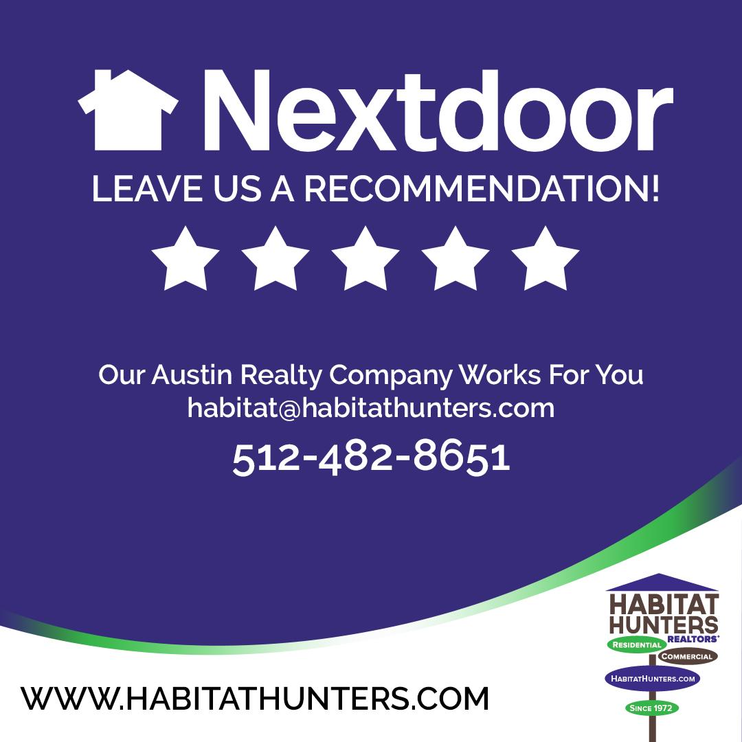 habitathunters's tweet photo. Have a min? We would love a recommendation and love to hear your experience with Habitat Hunters!
๐Recommend us here: https://t.co/IVoK6QjPcd
https://t.co/witUkRX2kz
512-482-8651
#Bestclients #RealEstateAustin #nextdoor https://t.co/aIxHpPKmmJ