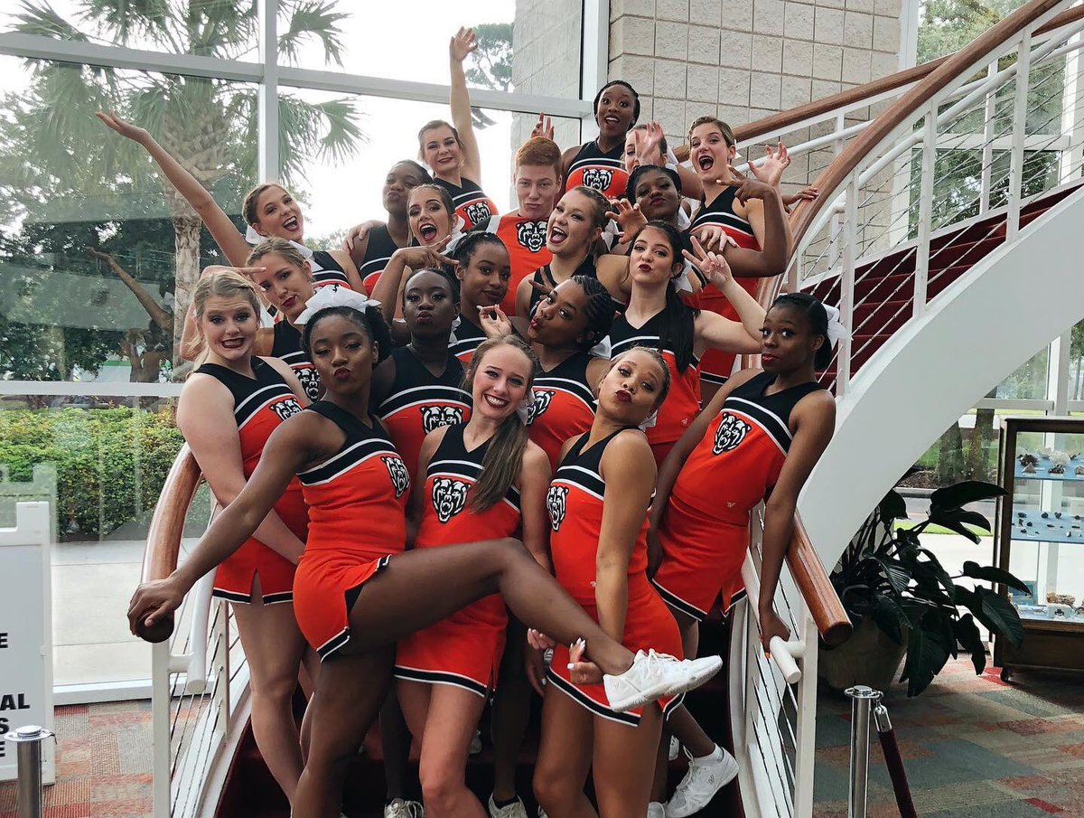 CheerTheBearMU's tweet photo. What a weekend at @ncacheer Myrtle Beach! We’re headed back to Macon with 3 superior ribbons, 2nd in rally in our division and a silver paid bid to Nationals in April! #theworkisworthit #butmaybenotthebrokennose  @ Myrtle Beach Convention Center https://t.co/ctODQcMTvc