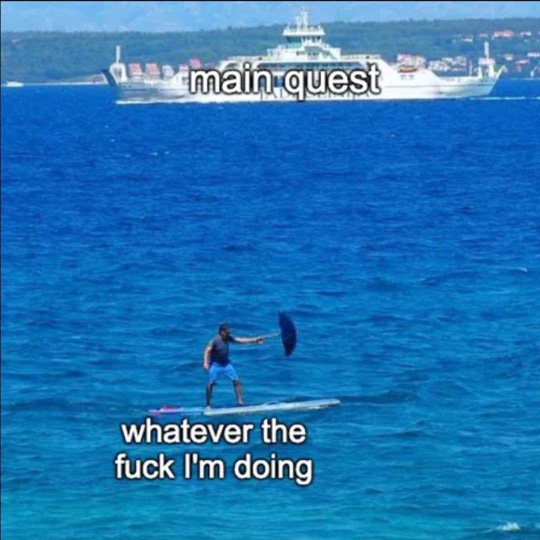 jax_bayne's tweet photo. My entire gaming life summed up in one picture. Those who have watched me stream know EXACTLY what I'm talking about lol Quest? What quest? :P
#gaming #gamer #meme #memes #silly #funny #mainquest #openworldrpgs #rpgs #openworld #questlines #mainquestline #hilarious #derp #lulz https://t.co/Ylt0bGzrBx