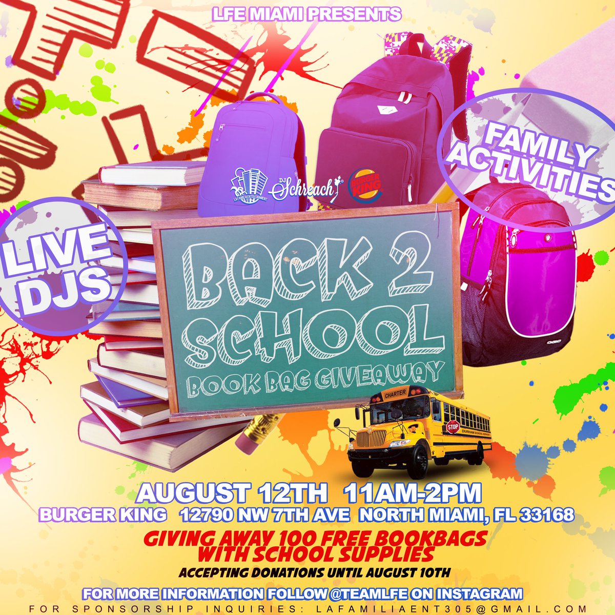 TeamLFE's tweet photo. Join us tomorrow! For our first ever Bookbag Giveaway 🎒📚📝 #lfemiami https://t.co/jU3HfqDZtI