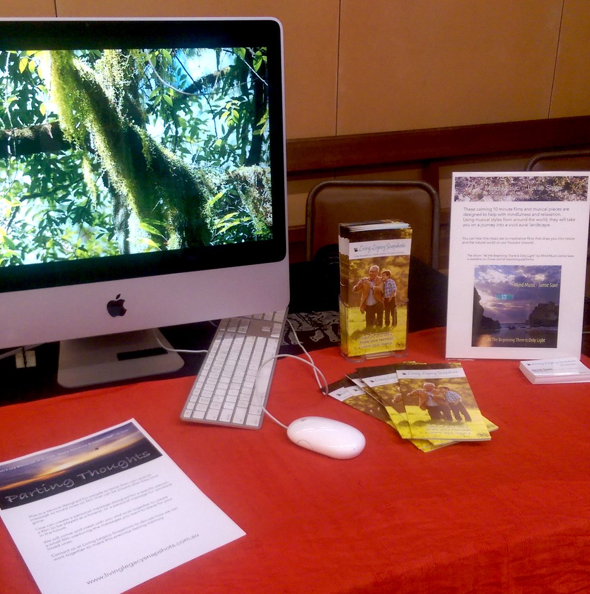My first stall at the Dying to Know Expo this weekend. A wonderful day talking about the importance of capturing life stories and leaving behind one's legacy on film. #livinglegacysnapshots #mindmusic-jamiesaxe #videoBiographies #seniors #healthyageing #palliativecare #yourstory