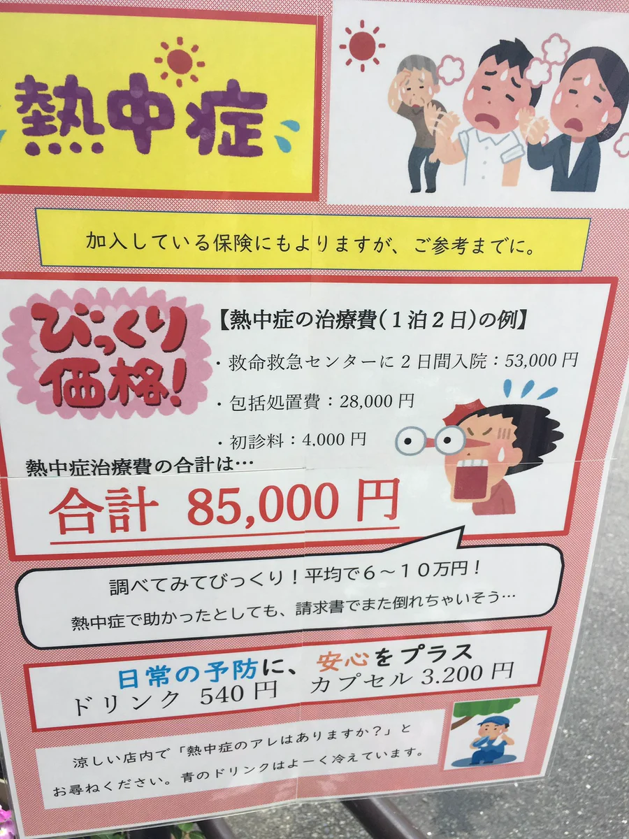 熱中症の治療費にびっくり！！ちゃんと予防をしっかりしといたほうがいい・・・