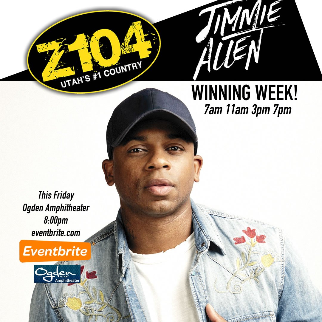 Z104Country's tweet photo. Hey Z-nation!  Give it your Best Shot!  It's a @JimmieAllen winning week! Tune in to win all week at 7am, 11am, 3pm, and 7pm!  See him live at The Ogden Amphitheater this Friday night! Tickets at https://t.co/iJQj8nzN7U https://t.co/xCktYYMBRQ