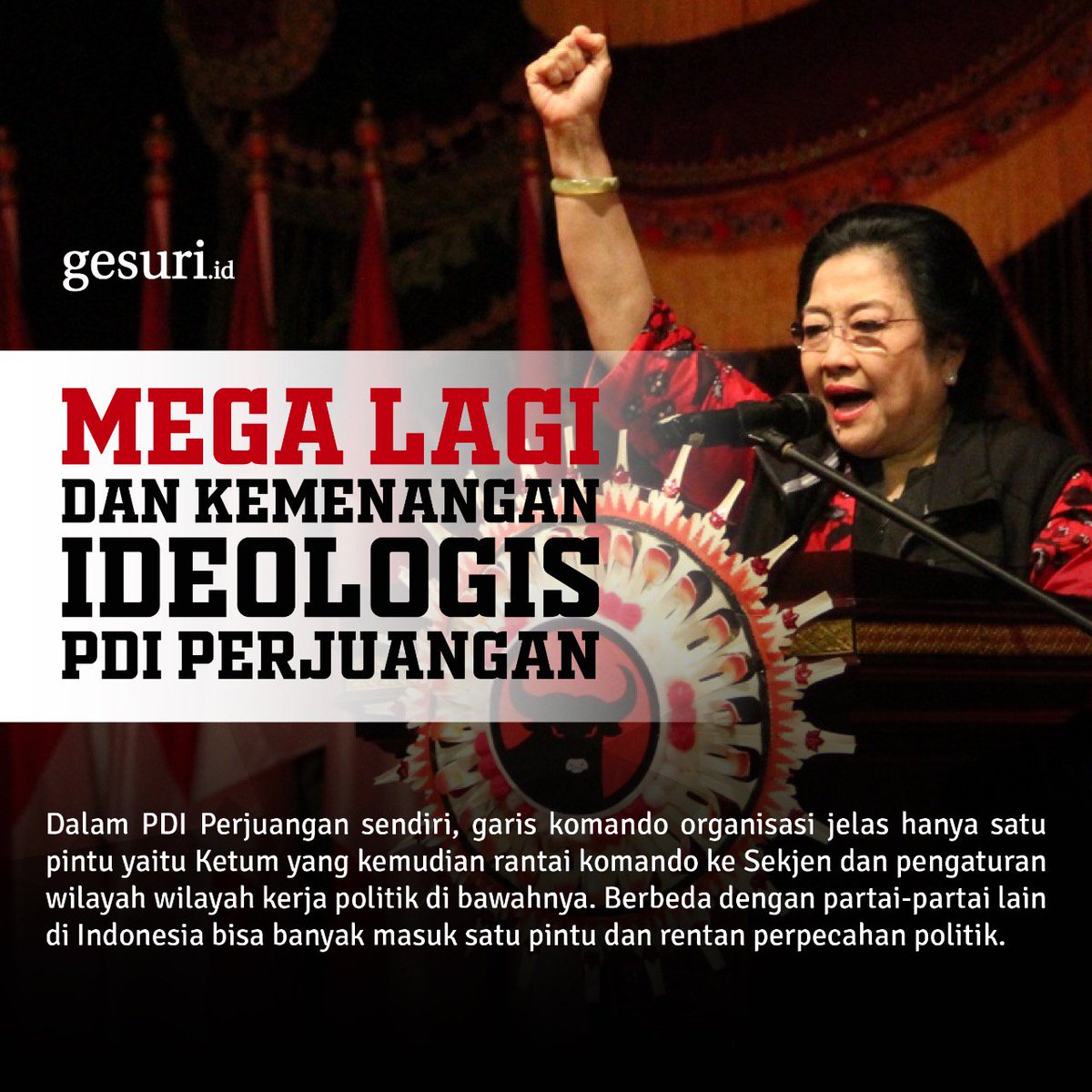 GesuriID's tweet photo. Mega lagi dan kemenangan Ideologis PDI Perjuangan
#TetapMega
#PDIPerjuangan https://t.co/emQnE9Qvhn