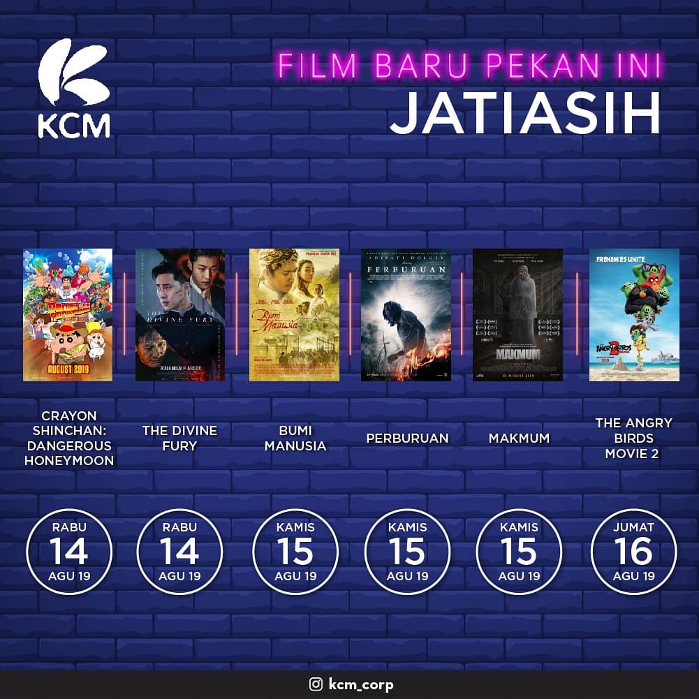 KCM JATIASIH hadir kembali untuk memberikan kalian informasi ter baru pekan ini. Minggu ini ada film baru apaa yaaa ??? Temukan jawabanya