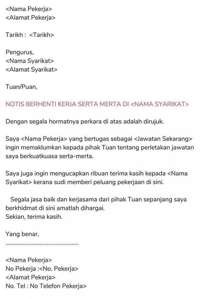 Contoh Surat Ganti Notis