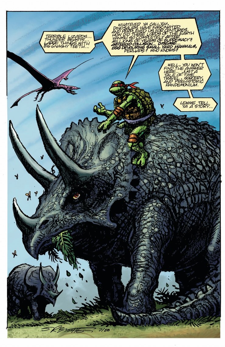 Can't make out the signature sadly, but their work is gorgeous. It's always hard tog o wrong with TMNT and dinosaurs.