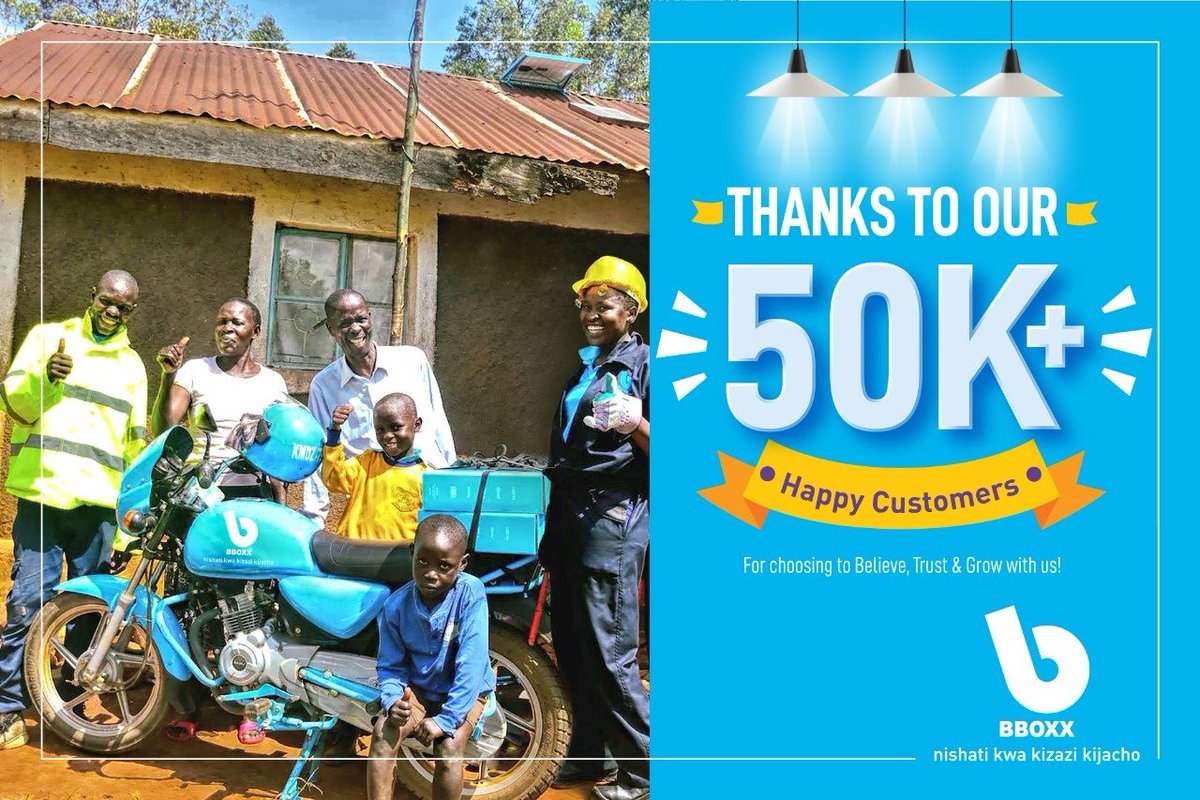 BBOXX_Kenya's tweet photo. We reached 50,000 customers. Not because we are, but because you are. Thank You for choosing BBOXX #BBOXX #nishatikwakizazikijacho #energyforfuturegenerations https://t.co/WbPPeJWjaO
