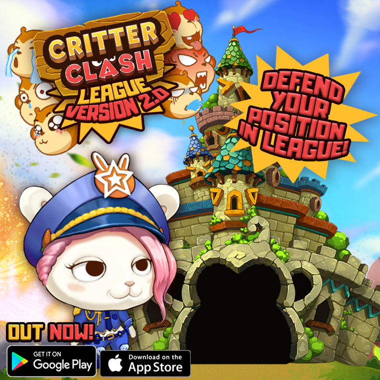 critterclash's tweet photo. League V2 is out now! 🐵
You can now set a defensive team to protect your League position, attack other people on your floor to steal medals and passively earn League Medals! 🥇

iOS users also now have access to a Critter Clash Sticker set for iMessage!
🦊🐱🐷🐹🐵 https://t.co/mBATg18slV