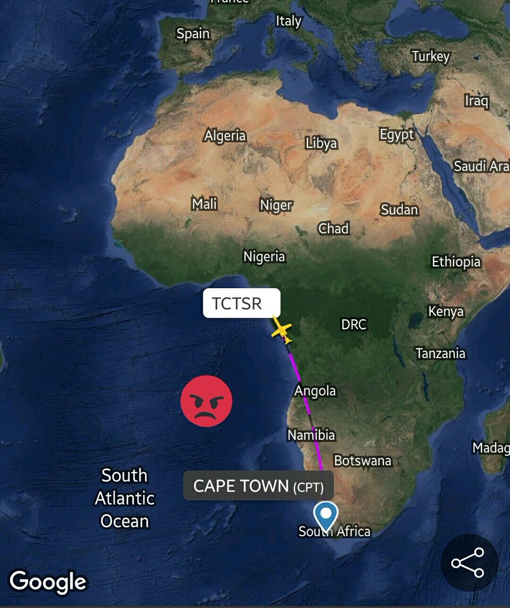 Arr3ch0's tweet photo. El #TCTSR sigue haciendo la #RutaDelOro por Africa. Anteayer voló de Cape Town a Libreville Léon-Mba y ayer fue de Libreville a Abidjan Félix-Houphouët-Boigny. https://t.co/ssxR5PtdPu
