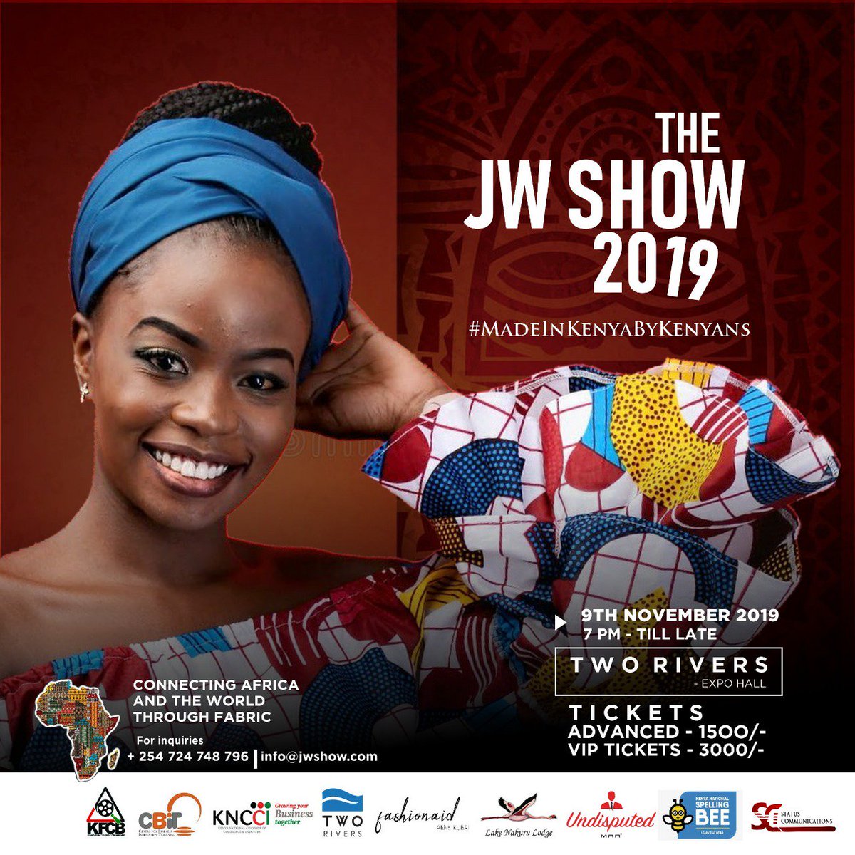 JWShowOfficial's tweet photo. Your Favourite Fashion Show event is happening sooner than you thought.

Grab your tickets as early as today.

Venue : TWO RIVERS
Date : 09:11:2019

#MadeinKenyabykenyans

@InfoKfcb @EzekielMutua  @cialaresort 
 @BrandKenya @epzakenya https://t.co/OmZk5u1LK4
