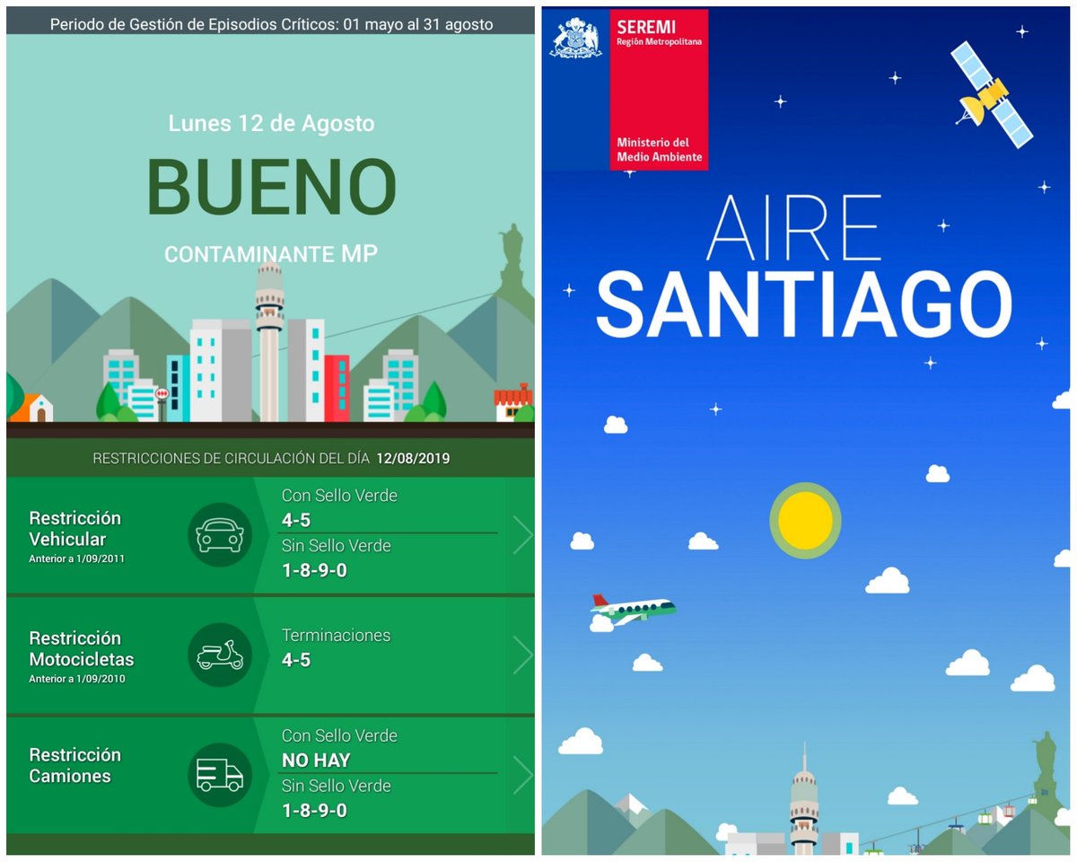 DPPMelipilla's tweet photo. Desde le @GMelipilla te contamos que la #CalidadDelAire en la #RMdeTodos va mejorando📆
Se prohíbe el uso de calefactores a leña en la Prov. #Stgo y las comunas de #PuenteAlto y #SnBernardo, junto con las quemas agrícolas🔥 Descarga:
➡️ https://t.co/oV7QNpv5S6
#ChileEnMarcha 🇨🇱 https://t.co/1ZN0KWctZ5