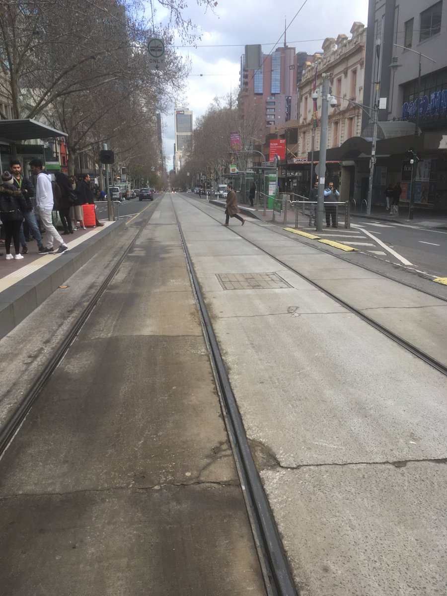 tonybmorton's tweet photo. Midday in Bourke Street. Care to guess why your tram is so crowded? #MoreTramsPlease https://t.co/lVFKqODouD