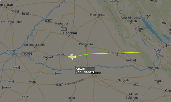 RDR_47's tweet photo. #IndianAirForce air activity. 0208z
> VARIOUS, 500 Kts, FL 280, frequent route of #GLF3 K2962 #IMINT #ELINT, without confirmation.
> #C17A CB-8009 800796 (VUAUI)
both bound for #HalwaraAFS
#PakistanAirForce
Possible helicopter (#REX33), arrive at #NurKhanAB https://t.co/weaCKao4PR