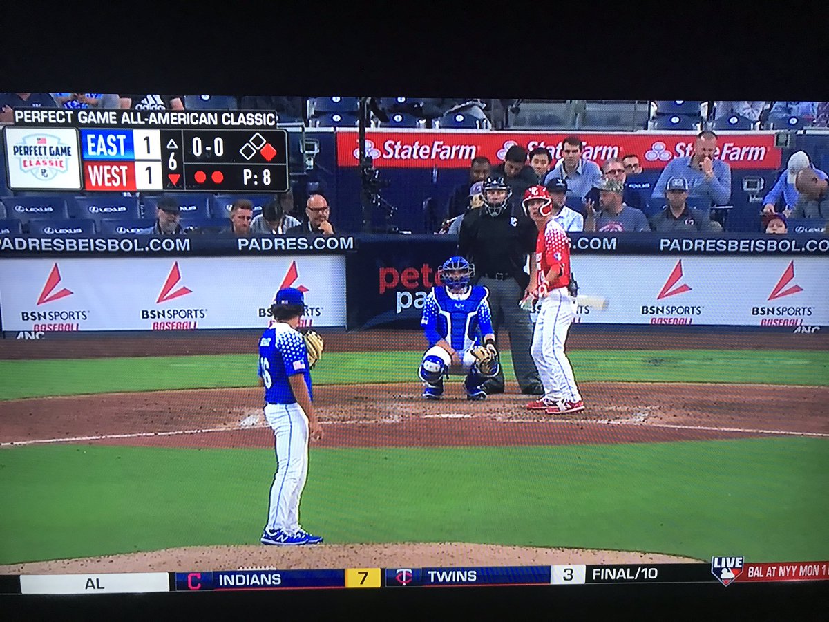BSNSPORTS_NoFL's tweet photo. Check out the  @PerfectGameUSA All American Classic on @MLBNetwork now. The players are wearing @BSN_baseball @BSNSPORTS jerseys  🔥🔥🔥 #TheHeartOfTheGame https://t.co/xrWAI1VOwX