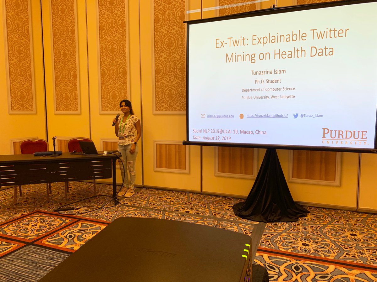 Tunaz_Islam's tweet photo. Done with the presentation in SocialNLP 2019 @ IJCAI-2019, Macau, China.
#SocialNLP @IJCAIconf #ijcai2019 @PurdueCS
Presentation Slide: https://t.co/HveK1IMgYQ
Paper link: https://t.co/43VGQllCdP https://t.co/5qlHs9BaEw
