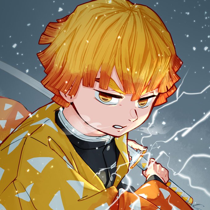 B🍙bさんがTwitterに投稿した我妻善逸(鬼滅の刃)のイラスト。
