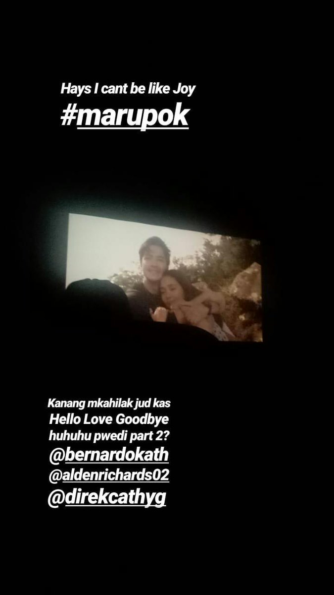 Angelskiiee's tweet photo. Thank you for another good movie of yours @bernardokath @aldenrichards02. I was literally crying and unfortunately wala akong dalang tissue or panyo so yung sleeve ng boyfriend ko yung nabasa ng sobra 😂😂. Sana may part 2!!!!! 

#HelloLoveGoodye https://t.co/HT1x1NT0ww
