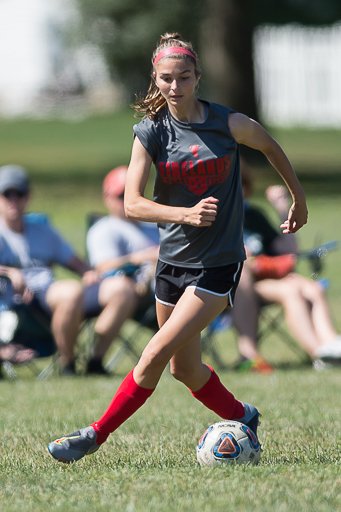 Firelands' <a href="/kobanelson6/">Dylan Koba-Nelson</a>  steps over the ball at the Lorain County Girls Soccer preview Saturday. <a href="/FirelandsFalcon/">Athletic Director</a>