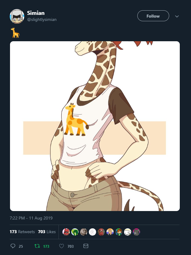 Scrw_Loose's tweet photo. @slightlysimian what i love is that in the twitter feed, the neck is too long and you cant see the whole face. #sensiblechuckle https://t.co/aBvRBZsgzK