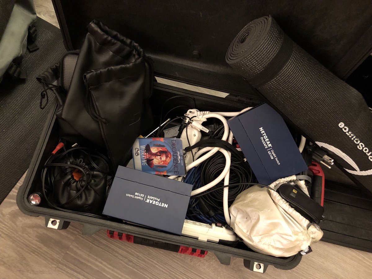 lb1justin's tweet photo. My gig box after I do a show where we’re evacuated due to weather. https://t.co/Hng0CBrAu2