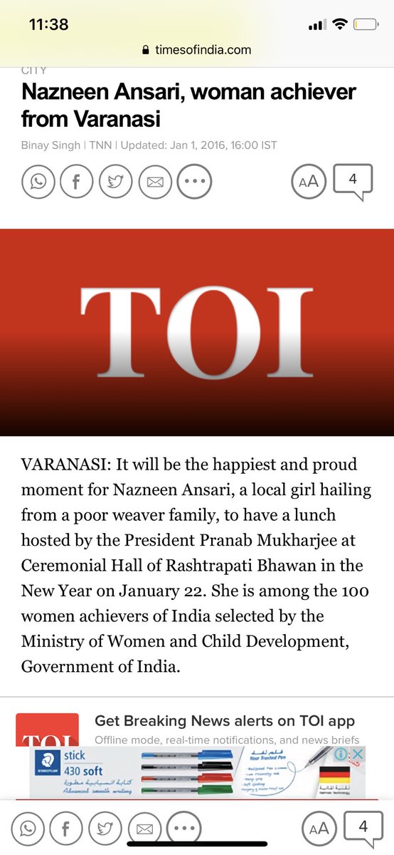 They are also in the news for awards and appointments. In 2016, Nazneen Ansari was selected as one of 100 women achievers by the Ministry of Women & Child Dev. Last year she was appointed as a member of UP Madarsa board. 8/n